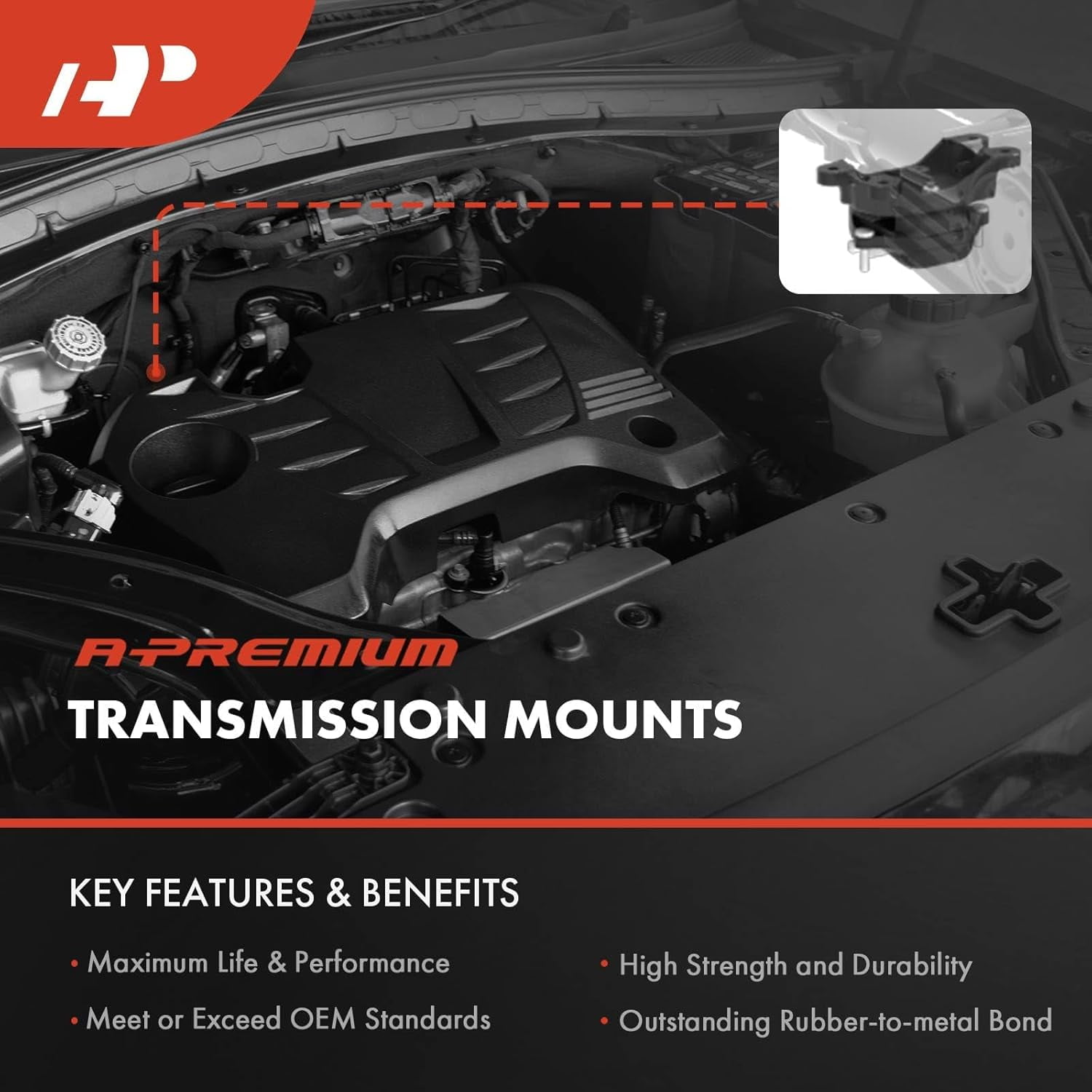 A-Premium Rear Engine Motor Mount Compatible with Toyota Avalon 2019-2022, Camry 2018-2024 & Lexus ES300h 2019-2024, 2.5L