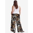 thumbnail image 2 of ellos Women's Plus Size Wide-Leg Soft Pants With Back Elastic - 3X, Black Beige Floral, 2 of 4