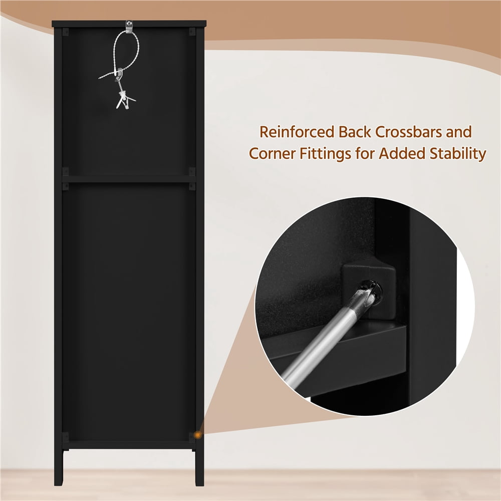 Yaheetech 35" Height Compact Corner Bathroom Cabinet with Open Shelf, Black