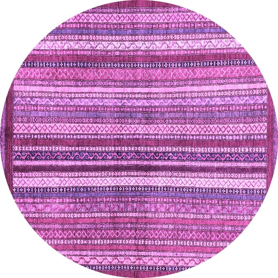 Ahgly Company Indoor Round Abstract Purple Modern Area Rugs, 8' Round
