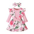 thumbnail image 1 of Gibobby Conjunto de Sudadera y Pantalón Vestido de retazos con estampado de flores de verano para Niñass, vestido de temperamento de verano, vestido de princes(Rosa, 3-6 Meses), 1 of 5