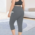 thumbnail image 6 of newwalpole Womens High Waist Capri Yoga Leggings Cropped Pant for Workout with Two Pockets Gray for Size 3XL, 6 of 9