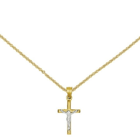 14kt Two-Tone Hollow Crucifix Charm