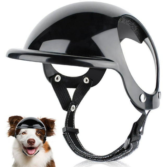Casques pour Animaux de Compagnie Chien Chat Vélo Chapeau de Moto avec des Trous d'Oreille et Sangle Réglable Noir Dur Chapeau de Rembourrage pour Voyager Réutilisable Chapeau de Moto Tête Protection pour Chats Petit Moyen Grand