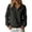 Black, variant on Womens Solid Color Waffle Texture Quarter Zip Stand Collar Long Sleeve Pullover Sweatshirt, Loose No Hood Waffle Weave Quarter Zip Pullover Women, Soft Breathable Top for Fall Winter Spring Khaki