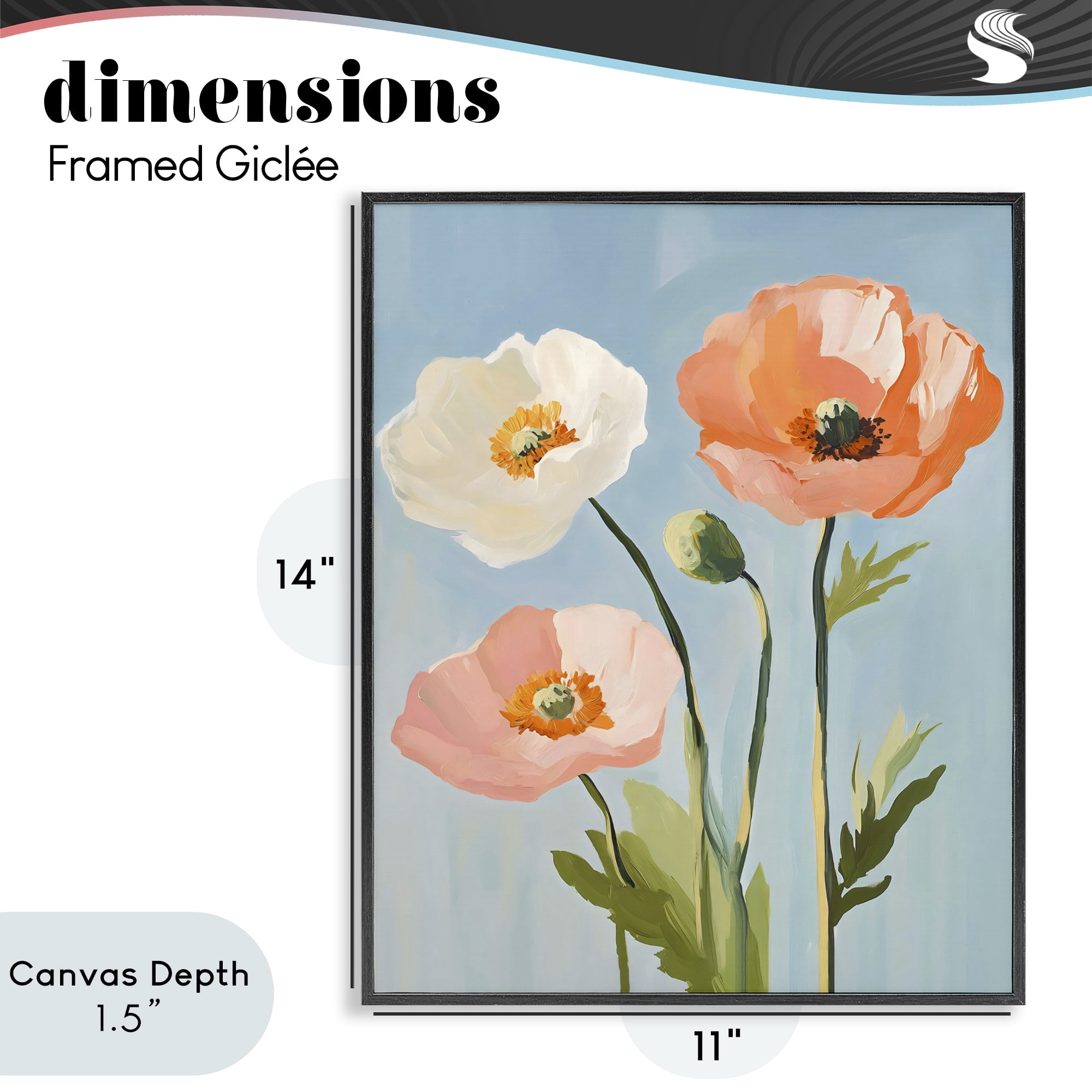 Stupell Industries Pastel Poppy Blooming Trio Black Framed Giclee Art, design by The Prints Vibe