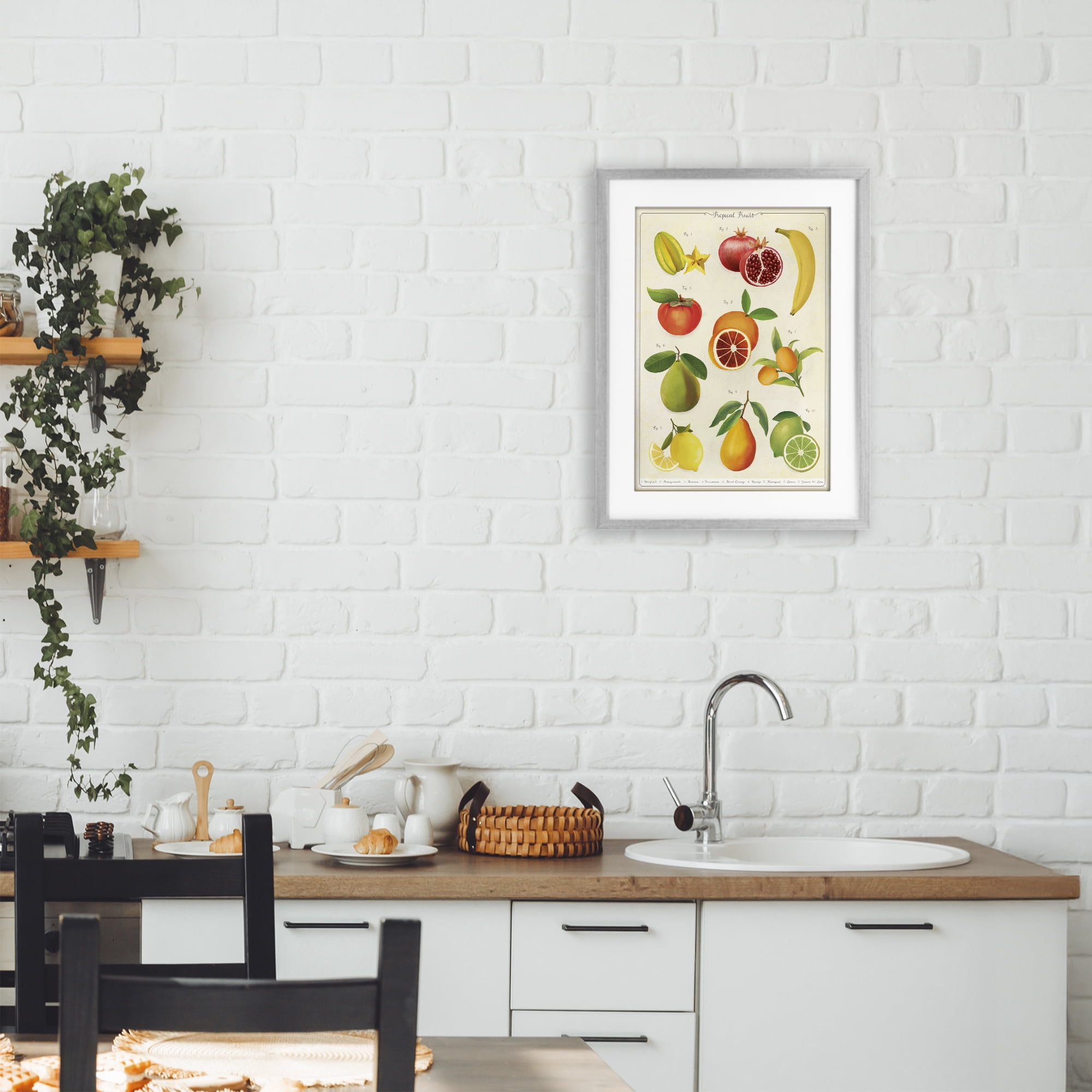 Stupell Industries Vintage Tropical Fruit Studies Gray Framed Print Under Glass, design by Diane Neukirch