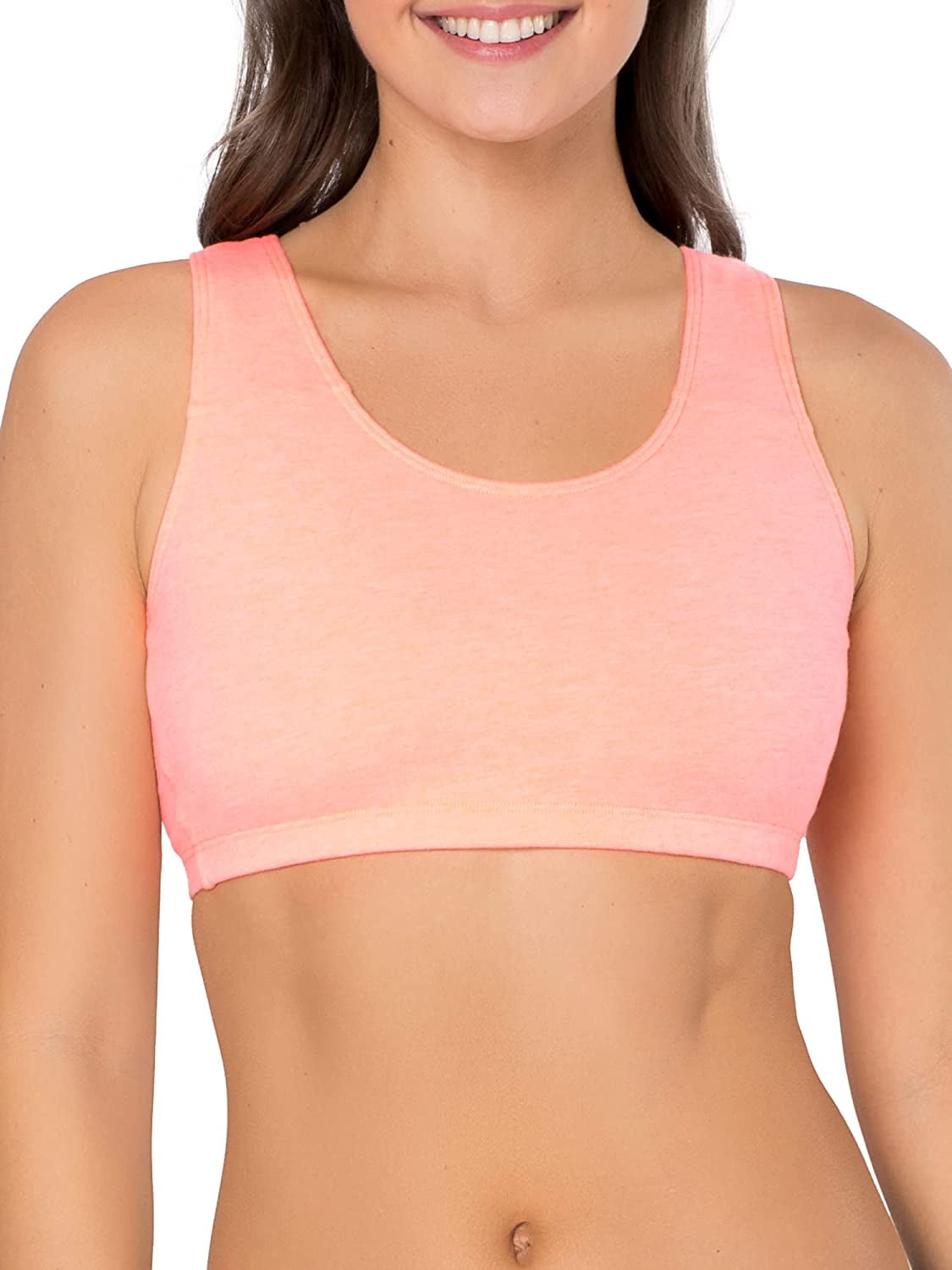 Women's Fruit Of The Loom 9012 Tank Style Sports Bra - 3 Pack (KALEIDOSCOPE/WHT/PEACH 46)