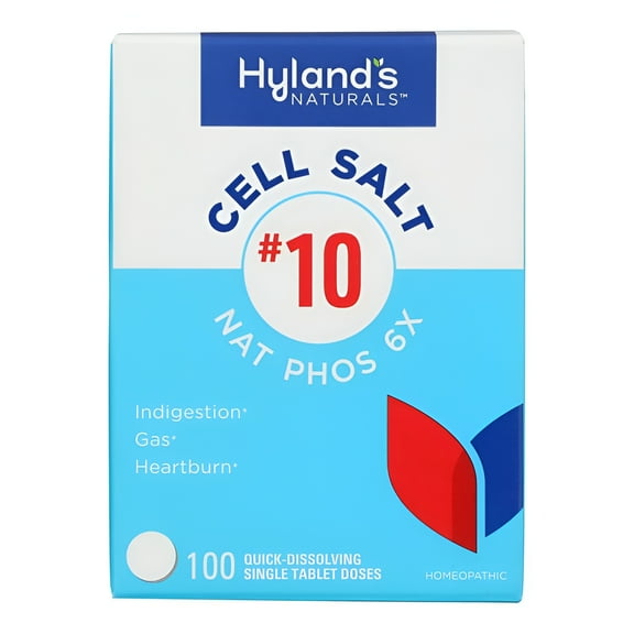 Hyland's Naturals No10 Cell Salt NAT Phos 6X Tablets, Natural Relief of Heartburn, Gas, 100 Ea