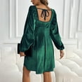 thumbnail image 6 of Long Sleeve Velvets A-Line Small Dress, Square Neck Tie-Back Open Back Ruffled Babydoll Women's Dress, 6 of 9