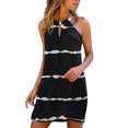 thumbnail image 1 of B91xZ Robe d'Été Élégante pour Femmes Sans Manches Col Rond Chandail Décontracté Chandails en Molleton Mini Robe, Noir TTG, 1 of 5