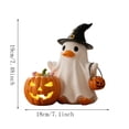 thumbnail image 3 of Vintage Patchwork Ghost Halloween Decorations Ghost Figurine With Light Up Pumpkin Witch Or Treat Resin Statue Spooky Cute Halloween Tabletop Decor For Home Mantel Party, 3 of 6