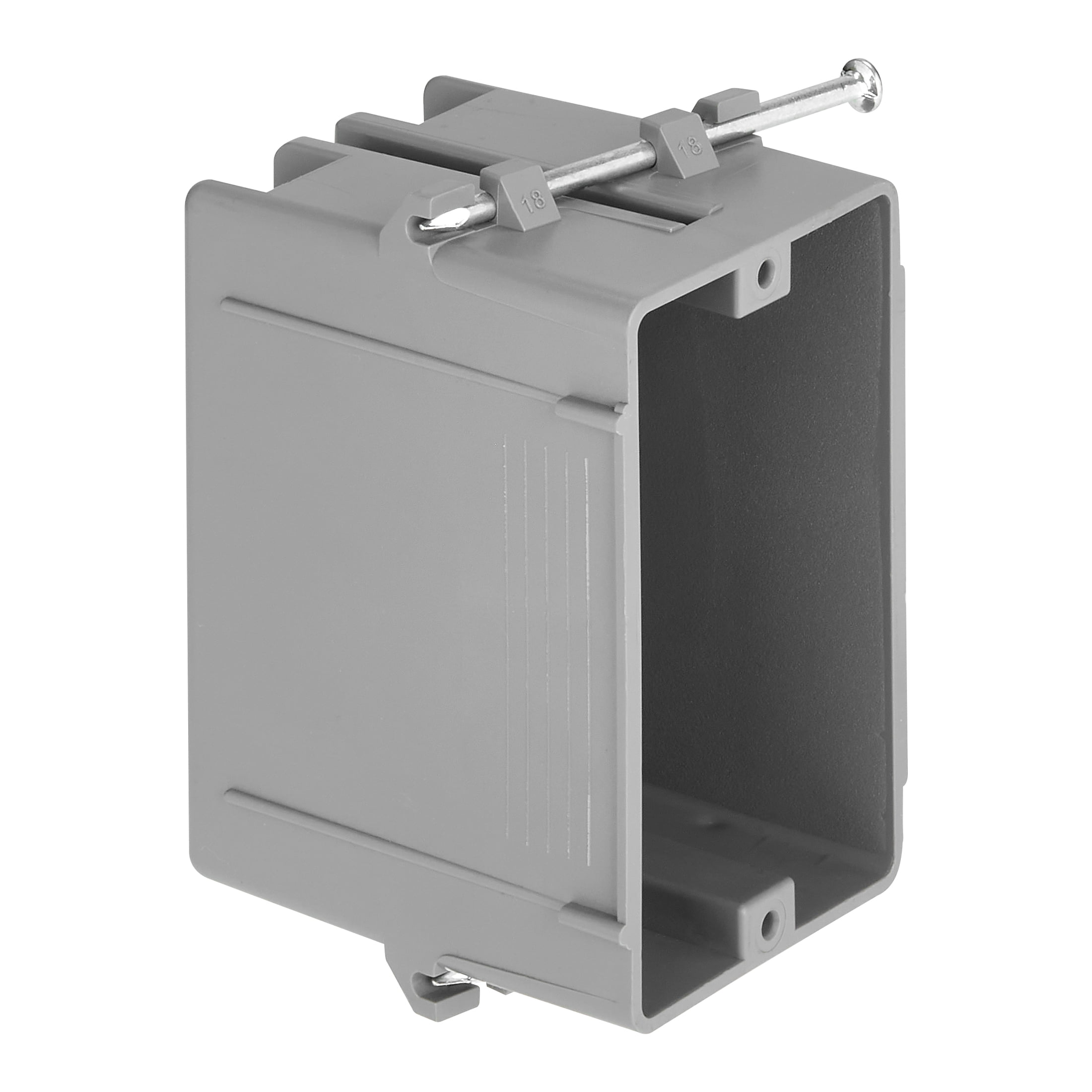 Maxxima 1 Gang 18 cu. in. PVC New Construction Electrical Switch and Outlet Junction Box, ETL Listed, Gray (10 Pack)