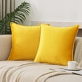 thumbnail image 1 of Paquete de 2 fundas de almohada de terciopelo amarillo brillante, decorativas de primavera, suaves para sofá, cama, sala de estar, oficina, 18.0 x 18.0 in, 1 of 5