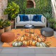 thumbnail image 2 of Burnt Orange Pumpkins Fall Outdoor Rug for Patio/Deck/Porch, Non-Slip Large Area Rug 3 x 5 Ft, Thanksgiving Botanical Berry Pastoral Indoor Outdoor Rugs Washable Area Rugs, Camping Rug Carpet Runner, 2 of 8