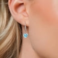 thumbnail image 3 of Gem Stone King 925 Sterling Silver Swiss Blue Topaz and Lab Grown Diamond Earrings for Women | 2.00 Cttw | Gemstone November Birthstone | Heart Shape 6MM, 3 of 6