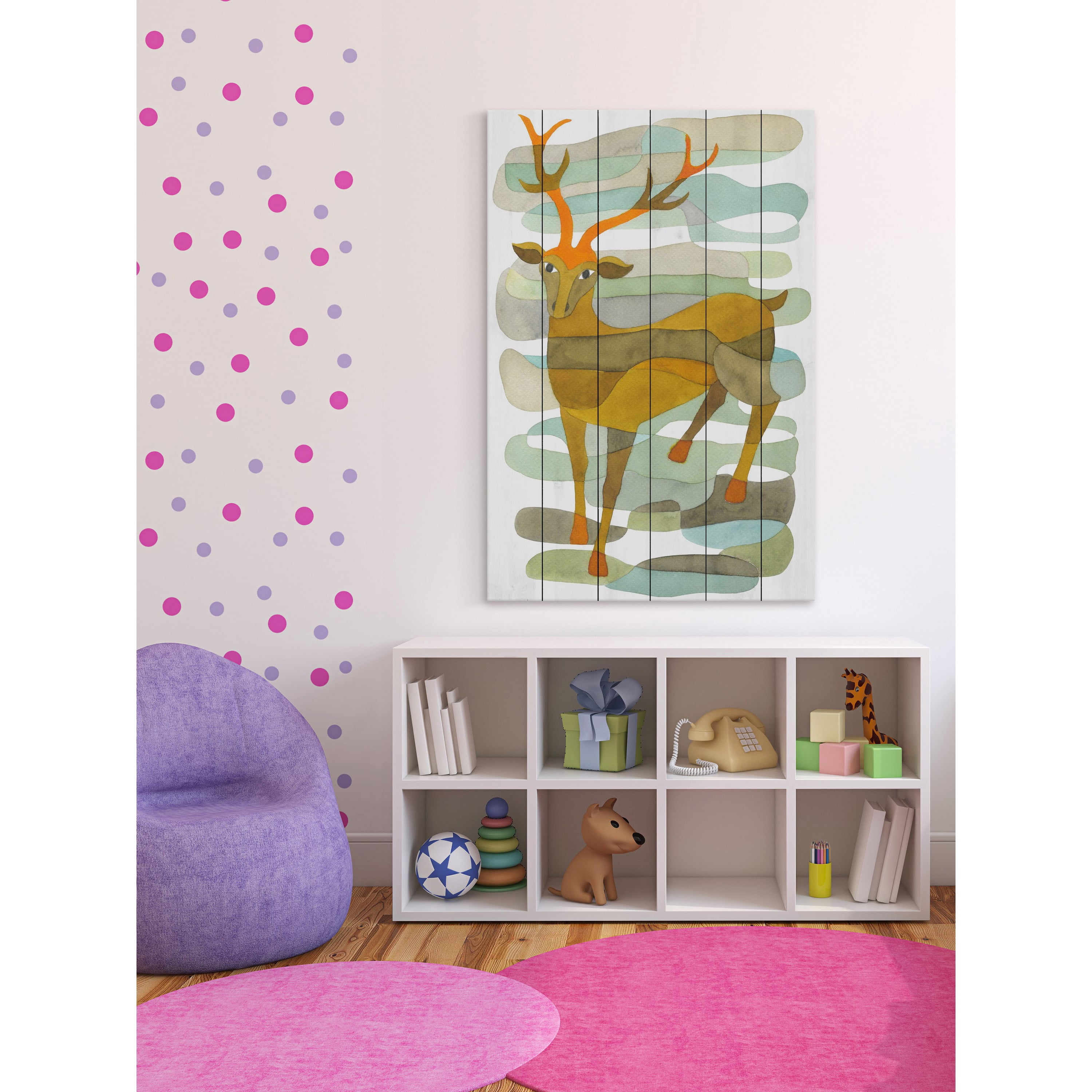 Marmont Hill "Stag" by Yolanta Gawlik Painting Print on White Wood