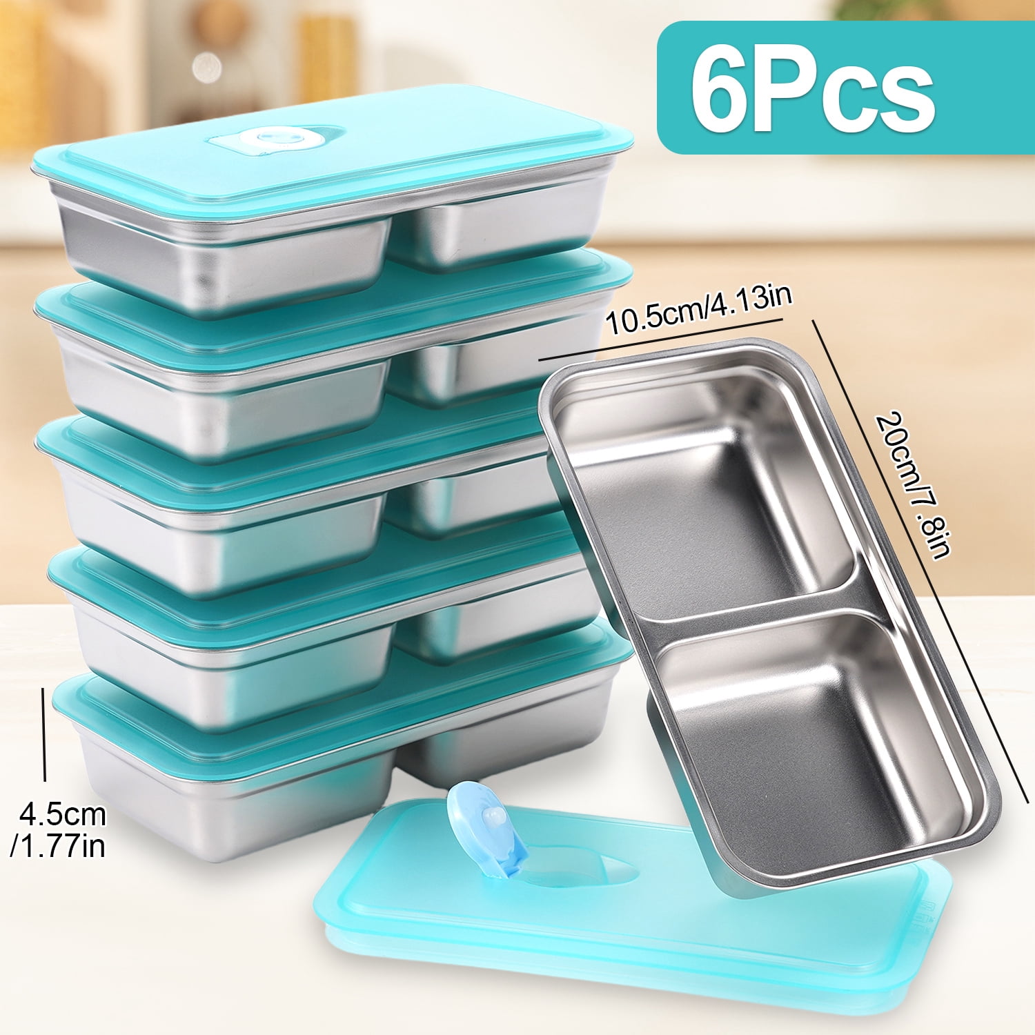 Vorfor 6 Pcs Stainless Steel Snack Box 30 oz Lunch Box Food Storage Containers, Leakproof Lunch Box Reusable Dishwasher Bento Boxes for Work, Picnic
