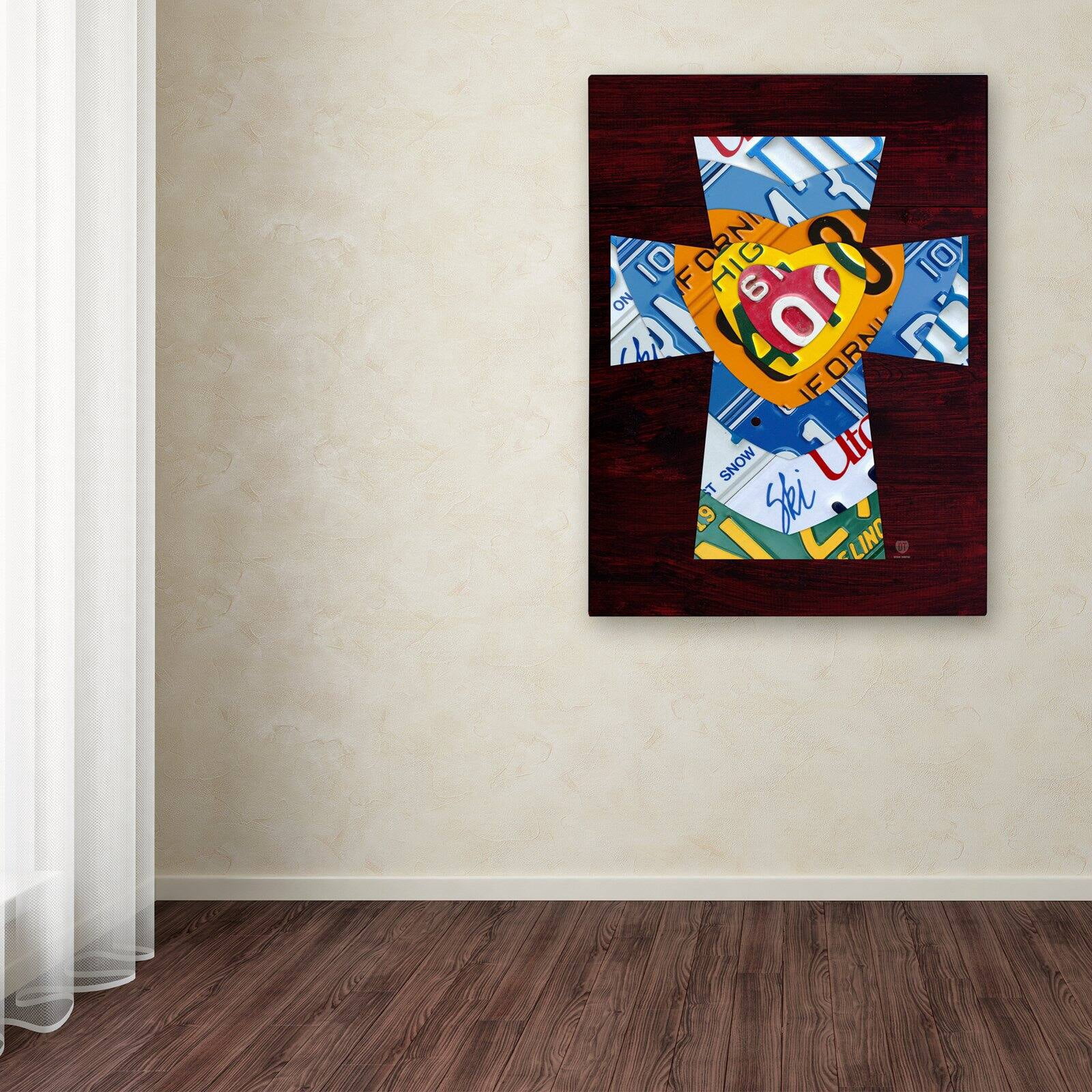 Trademark Fine Art 'Heart Cross' Canvas Art by Design Turnpike, Black Matte, Black Frame