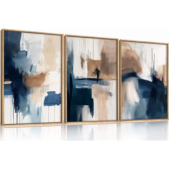 Large Abstract Brown Beige Framed Canvas Wall Art,Modern Brush Stroke Wall Decor,Neutral Pastel Wall Painting,Minimalist Textured Artwork for Living Room,Bedroom,Dining Room,Office -16"x24"x3