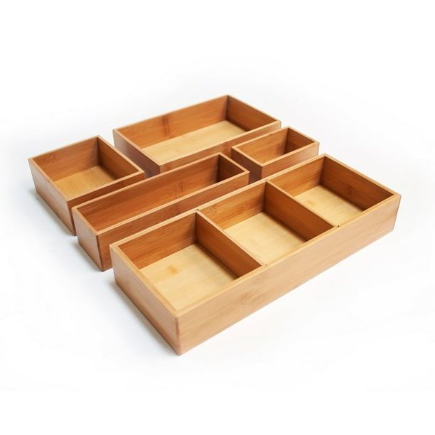 5Piece Bamboo Storage Box Set with 3 Compartments by Seville Classics