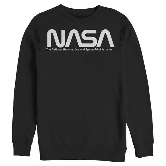 Men's NASA Text Simple Logo Sweatshirt Black X Large