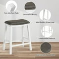 thumbnail image 5 of ERGOMASTER Bar Stools, 26 Inch Counter Height Saddle Stools, Solid Wood Legs with Leather Upholstered Seat for Kitchen Island (1, White + Grey), 5 of 7