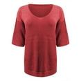 thumbnail image 4 of Red Womens Tees Loose Fit, 3/4 Sleeve Schools Out for Summer Tshirt, Weekend Cotton Crop Graphic Tees for Women, Womens Short Sleeve Sweaters Tops V Neck Pullover Knit Shirts Loose Blouses, 4 of 5