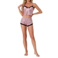 thumbnail image 2 of INSPIRE CHIC Womens Lounge Set Lace Sleeveless Pajama Set Cami and Shorts Set Removable Chest Cushion Pj Set XS Pink, 2 of 6