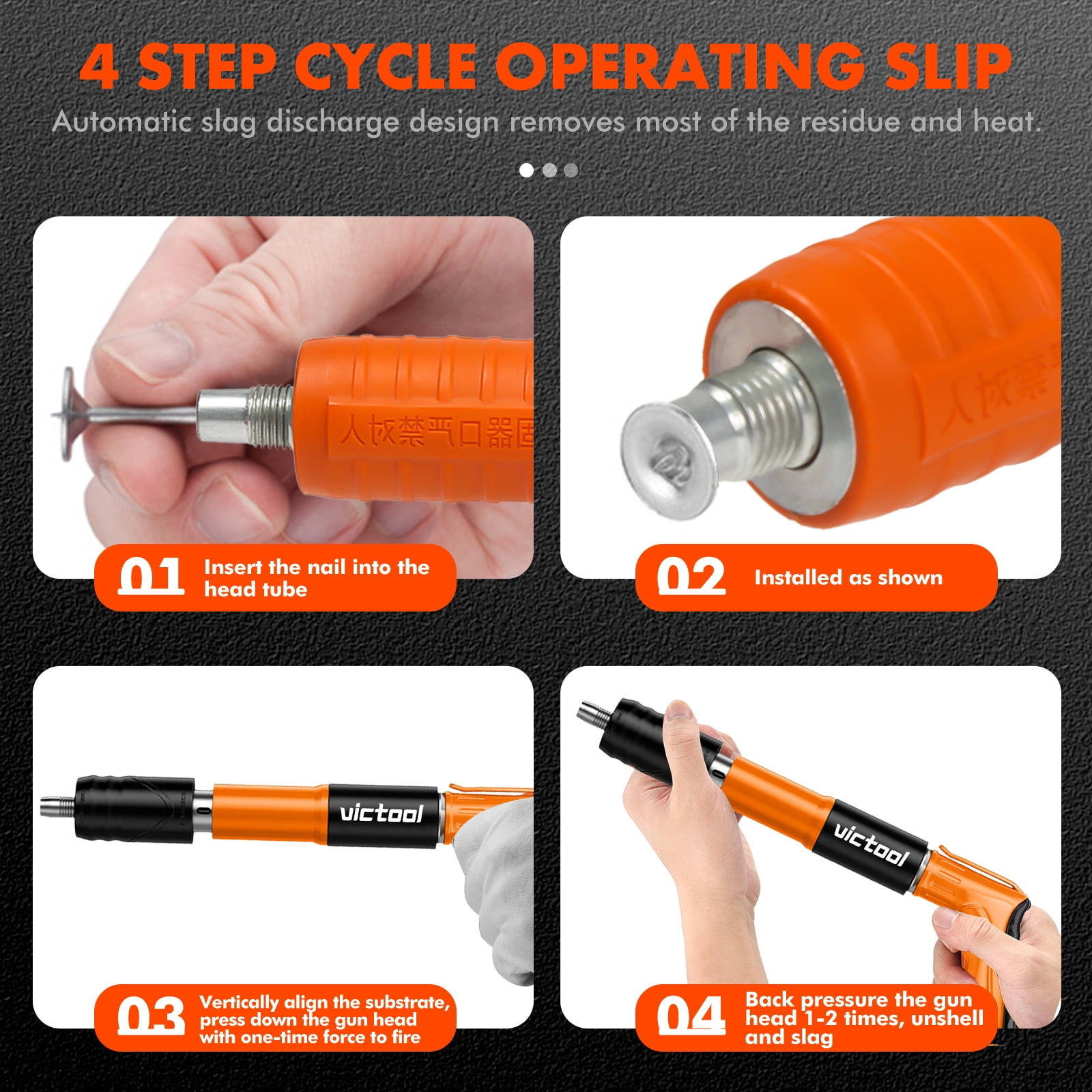Victool Mini Manual Nail Gun Steel Rivet Tool Concrete Wall Anchor Line Slotting Device Fastening Tool