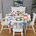thumbnail image 2 of Colorful Daisy Flower Silhouette Pattern Round Tablecloth 60"x60",Wrinkle Wipeable Table Cloth for Kitchen Dining Room Picnic Patio Party, 2 of 6