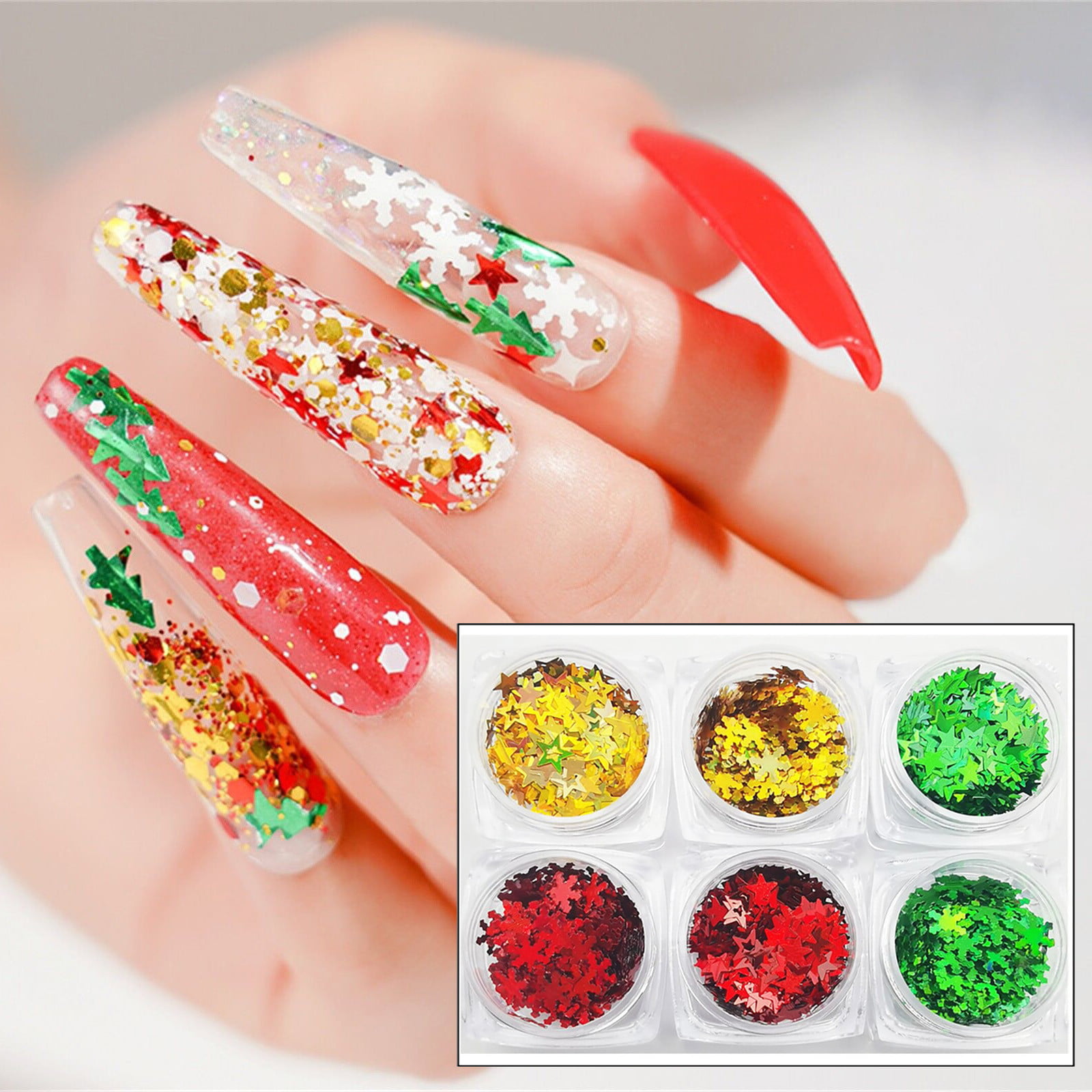Christmas Crystal Nail Rhinestones Flat Back Glass Gems Red Green Gold  Snowflakes Nail Supplies Round Pearl Nail Accessories Sparkly Star Bow  Diamonds