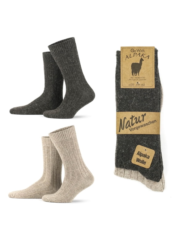 Alpaca Wool Socks For Men and Women | Cozy Warm Crew Socks | 2 Pairs | Model: 3095