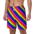 thumbnail image 5 of Men's 2 in 1 Swim Trunks with Compression Liner Pride Rainbow Flag Quick Dry Beach Shorts, 5 of 6
