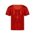 thumbnail image 4 of iiniim Girls Boys Shiny Metallic Short Sleeve T-Shirt Hip Hop Jazz Dance Performance Festival Party Top Shirt Blouse, 4 of 7