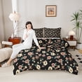 thumbnail image 4 of Feelyou Black Wheat Flower Full Size Comforter Sets, Retro French Floral Bedding Comforter Set, Countryside Theme Reversible Bedding Sets, Super Cozy Room Decor, 3-Piece, 4 of 8