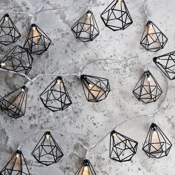 LINLIN Geometric String Lights, 20 LED Metal Light Battery Operated Fairy String Lights Indoor Decorative Lights for Christmas Home Wedding Party Bedroom Birthday Decor