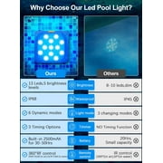 LED Submersible Pool Lights - Rechargeable Remote Control Swimming Pool Light with Timer, 16 LED Color changing IP68 waterproof Underwater Lights for Inground pool, Party, Bathtub, Hot tub (2 Pack)