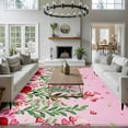 thumbnail image 4 of Area Rug for Living Room, Valentine's Day Non-Slip Indoor Large Carpet for Bedroom/Dining Room, Pink Red Roses Love Heart Eucalyptus Gradient Washable Low-Profile Floor Runner Rugs - 5 x 8 Ft, 4 of 7