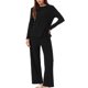 thumbnail image 2 of Conjunto de pijamas INSPIRE CHIC para mujer, con cuello redondo, de manga larga, ropa de dormir suave, PJs de descanso con bolsillo, XS, negro, 2 of 6