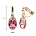thumbnail image 4 of Yoursfs Pink Crystal Clip on Earrings for Women Wedding Birdal Gold Plated Non Pierced Ears Oval Cubic Zirconia Dangle Earrings Clips, 4 of 6