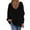 Black, variant on UJNDER Deep V Neck Waffle Long Sleeve Knit Sweater Loose Fit for Women Casual Pullover Top Beige L