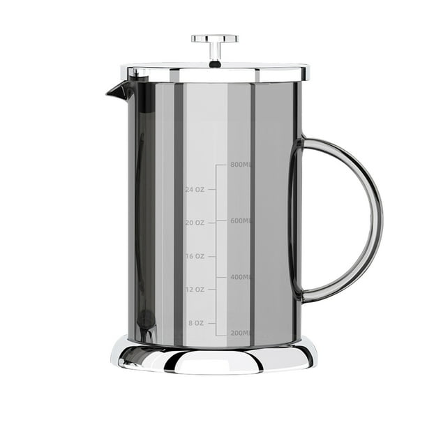 Monstrate Cafetera de prensa francesa, hervidor de agua, máquina Manual, contenedor de vidrio aislado, filtro conveniente, regalo portátil Juegos de servir café y té Plata