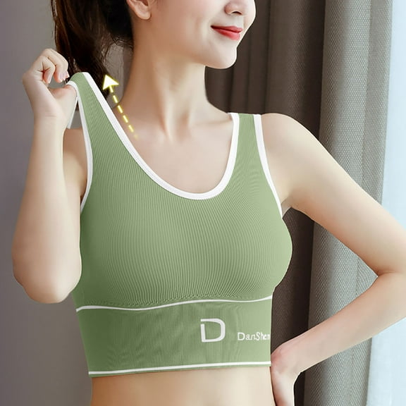 SELONE Womens Sports Bras No Underwire Plus Size Longline Cami Bras Padded Yoga Bras High Impact Sports Full Figured Women Tank Top Bra Chest Wrapped U Shaped Sling Chest Pad Tube Black