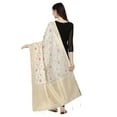 thumbnail image 2 of AlchemicLiving Women's Woven Banarasi Silk Floral Daisy White Dupatta with Thread Work and Zari Motifs - Beautiful Chunni for Girls - Size: 1M x 2.5M, 2 of 2