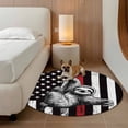 thumbnail image 3 of American Flags Lazy Round Living Room Rugs 8 ft, Vintage Black White Animal Striped Stars Washable Large Area Rug with Non-Slip Sturdy Edge Binding Round Carpet for Dining Room Kitchen Office, 3 of 9
