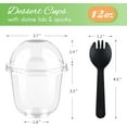 thumbnail image 2 of 50 Pack 12 oz Plastic Dessert Cups with Dome Lids (No Hole) and Sporks, Clear Disposable Fruit Cups with Lids for Yogurt Parfait Ice Creams Pudding Cakes, 2 of 4