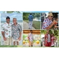 thumbnail image 3 of Loose Hawaiian Shirt for Men Short Sleeve Casual Button Down Floral Shirts White With Palm Trees M, 3 of 7