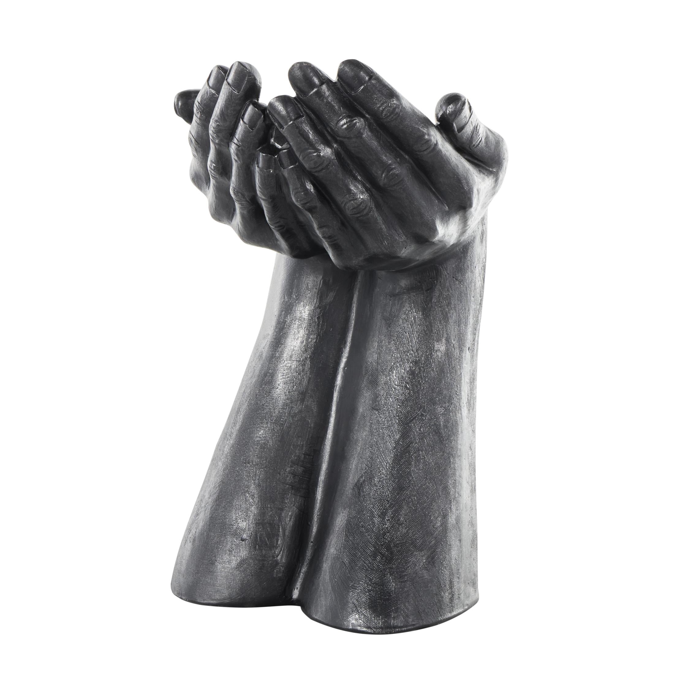 10" x 15" Black Polystone Open Hands Sculpture, by DecMode