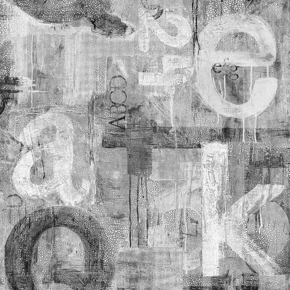 Harry & Grace Ash Graphic Letters Peel And Stick Wallpaper - 27 ft. W x 18 ft. L Roll